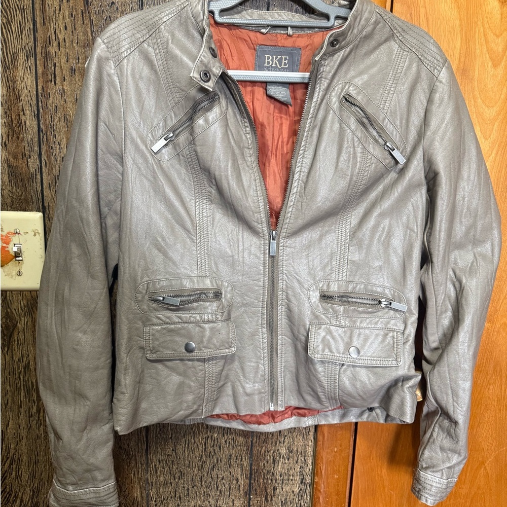 BKE Women's Taupe Leather Jacket
